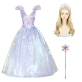 Wicked (2024) Glinda Purple White Dress Outfits Cosplay Costume Halloween Carnival Suit
